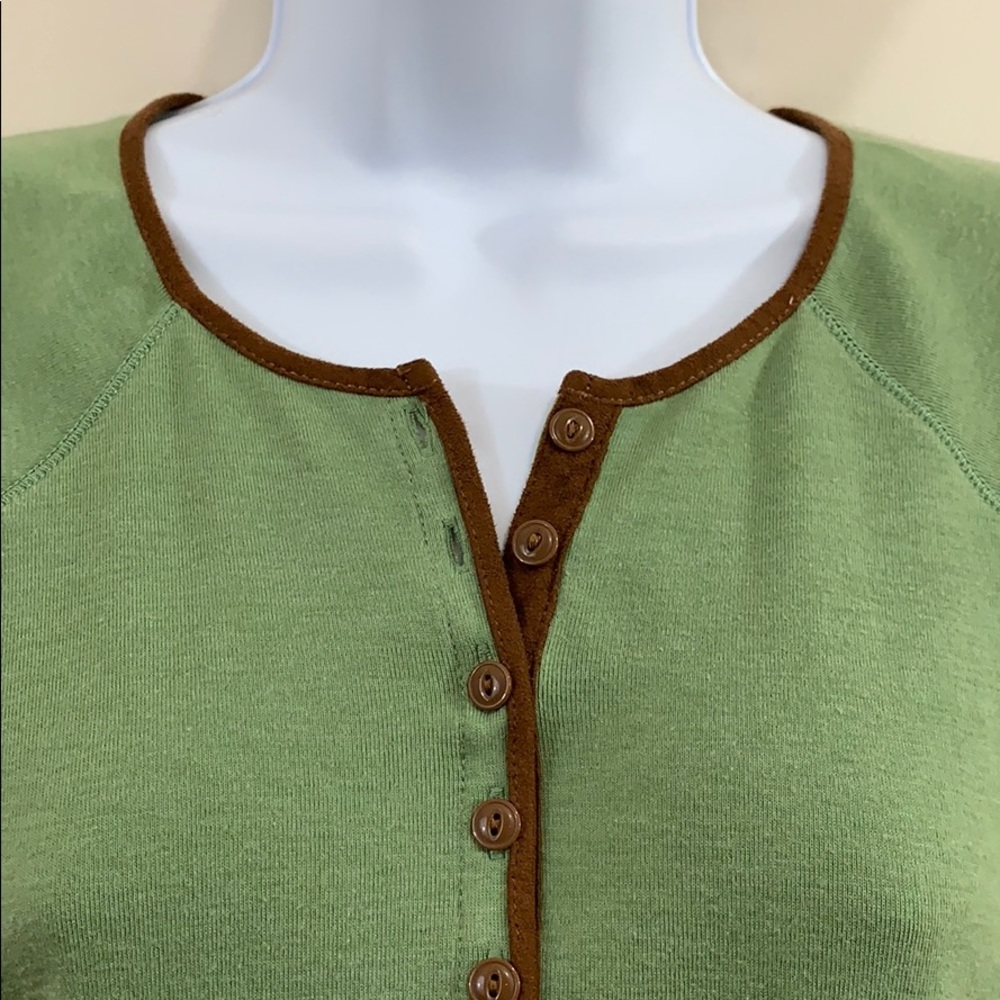 Lauren Ralph Lauren Faux Leather Trim Shirt  Sz L - Picture 5 of 8